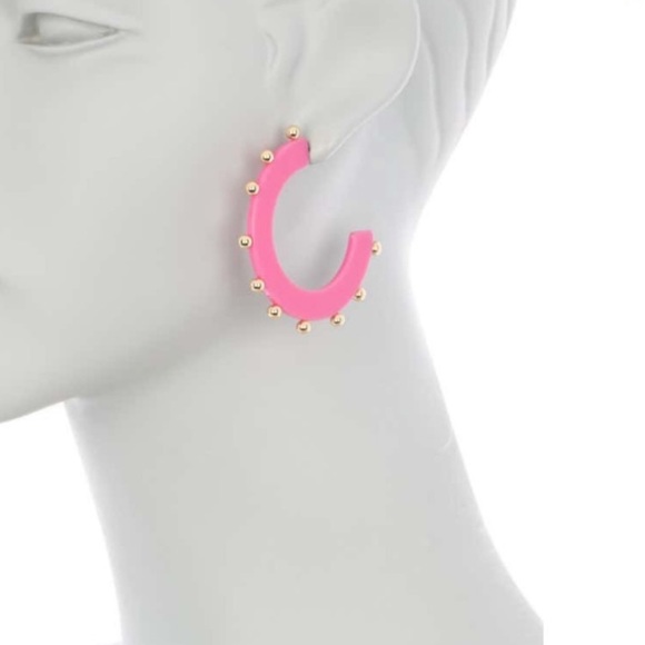 Trina Turk Jewelry - Trina Turk Pink & Gold Stud Hoop Earrings